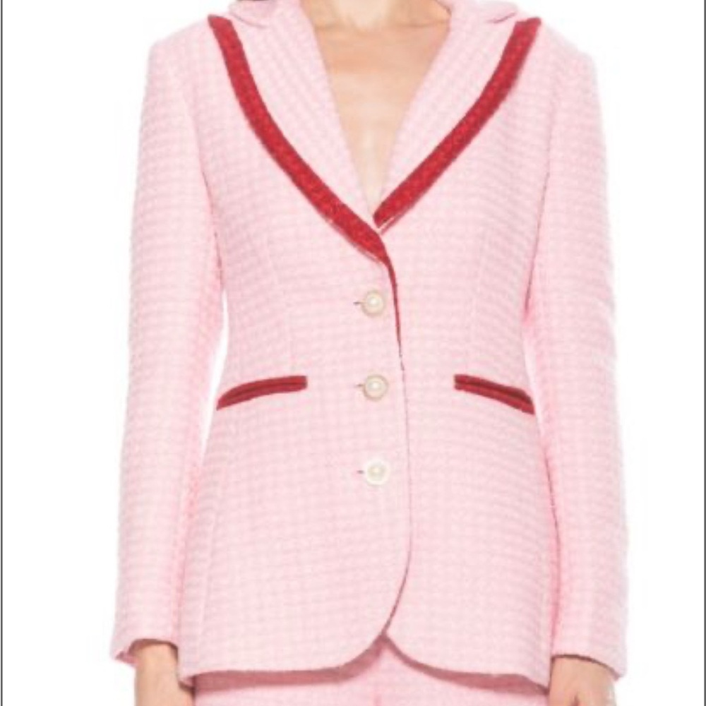 NWT Women’s Pink Metallic 2 pc Alexia Admor Myla Pink and Red Rhea Skirt Suit 12